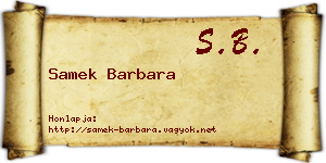 Samek Barbara névjegykártya